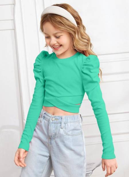 Green Colour Eanna New Latest Fancy Kids Lycra Top Collection 6 Eanna